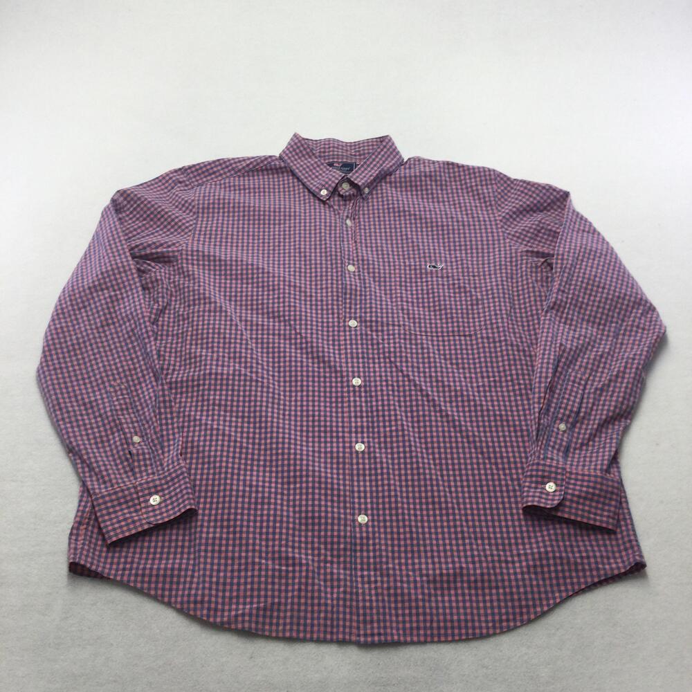 Vineyard Vines Shirt Mens XL Blue Check Long Sleeve Slim Fit Tucker Button Down